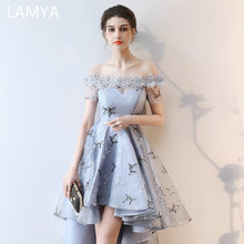 LAMYA-vestidos de fiesta de graduación bordados, Parte delantera corta, trasera larga, para banquete, Formal, elegante, de talla grande, 2021 2024 - compra barato