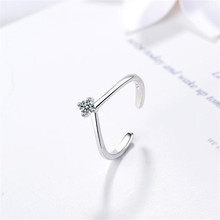 Nova moda simples v-shaped 925 prata esterlina jóias requintado popular temperamento cristal abertura anéis xzr006 2024 - compre barato