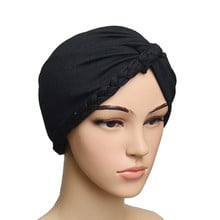 Touca feminina estampada, elástica, de algodão, com pregas de cânhamo, turbante, acessório feminino hijab 2024 - compre barato