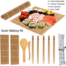 Novo kit de bambu para fazer sushi, 9 fábricas de esteiras rolantes de bambu para enrolar sushi 2024 - compre barato