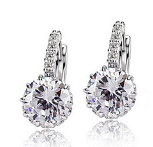 2019 fashion women's  gold wedding jewelry transparent zircon crystal earrings wholesale 2024 - buy cheap