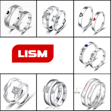 Обручальное кольцо из нержавеющей стали для влюбленных IP серебряного цвета с кристаллами фианитами парные Регулируемые кольца мужские и женские обручальные кольца 2024 - купить недорого