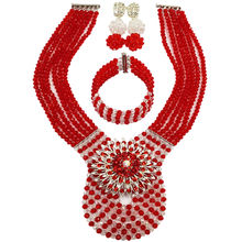Pretty conjunto de joias com contas africanas, vermelho e claro ab conjunto de joias colar de cristal 6wdk11 2024 - compre barato