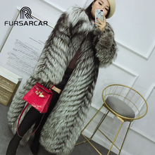 FURSARCAR 120 CM Long Natural Women Real Fox Fur Female Jacket Winter Genuine Fox Fur Coat O-Neck Thick Warm Real Fur Coat 2024 - buy cheap