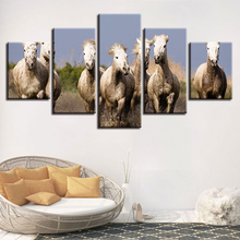 Wall Art Canvas Pictures Modular 5 Pieces Animals Horse Group Scenery Paintings Kitchen Decor Living Room Poster HD Prints Frame 2024 - buy cheap