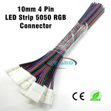 20 pçs/lote 10mm 4pin para 5050 RGB LED strip connector, fio de conexão sem solda com termina, frete grátis 2024 - compre barato