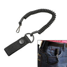 Tactical EDC Telescopic Sling Lanyard Pistol Spring Sling with Belt Buckle Flashlight Safety Rope for 25.4mm Lamp Keychain Strap 2024 - купить недорого