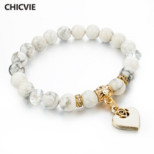 Chicvie coração charme pulseiras pulseiras branco pulseira de pedra natural para mulher pulseiras boho jóias amizade pulseira sbr150344 2024 - compre barato