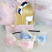 Diadema con lazo de encaje para mujer, accesorios para el cabello con diadema lolita, clips laterales, accesorios para el cabello hechos a mano 2024 - compra barato