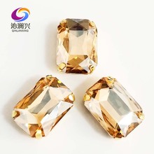 Golden champion Rectangle shape Glass Crystal sew on stones,golden bottom claw rhinstones,Diy/Clothing accessories SWCG05 2024 - buy cheap