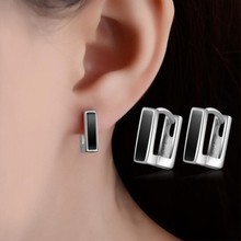High-quality Fashion 925 Sterling Silver Jewelry Personality Black Epoxy Wild Geometry Square Dangle Earrings   SE301 2024 - buy cheap