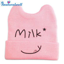 Bnaturalwell Baby Cartoon Caps Boy Warm Knitted Newborn Beanies Cute Cat Ear Toddler Hats Winter Milk Boy Girls Skullies 1pc 2024 - buy cheap