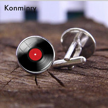 Konminry Classic Vinyl Record Cufflinks DJ For Men Retro Music Art CuffLinks Round Dome Glass Fashion Men Women Jewelry 2024 - buy cheap