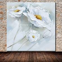 Arthyx Paintings Hand Painted White Flower Oil Painting On Canvas Wall Art Picture For Living Room Home Decoration No Frame Gift 2024 - buy cheap