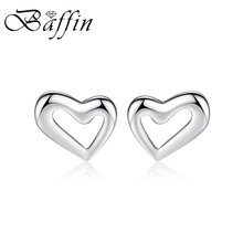 Baffin real 925 prata esterlina coração brincos do parafuso prisioneiro simples na moda piercing para mulheres presentes meninas casal jóias 2024 - compre barato