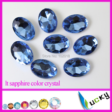 Lt Sapphire color Super shiny Egg Oval Shape Crystal Fancy stones 100pcs 10x14mm Point back rhinestones jewelry strass Glass 2024 - buy cheap
