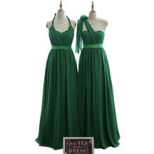 Зеленые шифоновые плиссированные платья без рукавов до пола А-силуэта для подружки невесты со шлейфом 2024 - купить недорого