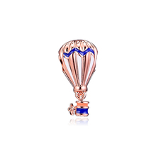 100% 925 Sterling Silver Blue Hot Air Balloon Charm Fits Pandora Bracelet Beads for Jewelry Making Party Gift for Women kralen 2024 - buy cheap