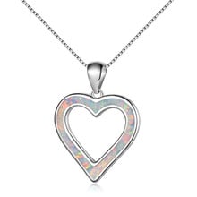 Romantic Female Big Heart Pendants Necklaces Fashion Silver Color White Blue Opal Necklaces For Women Vintage Jewelry 2024 - buy cheap