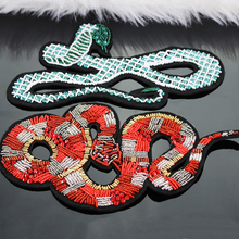 Large Snake Beaded Patch Serpent Applique Sew On Patches For Clothing Embroidered Red Green Manual Nail Bead Snakes Patch 2024 - buy cheap