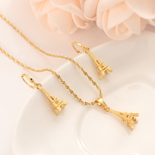 Conjunto de joyas africanas de la torre de Dubái dorada, collar, pendientes, colgante, joyas bridl de boda para mujer, cadena de suéter, regalos 2024 - compra barato