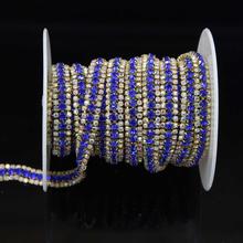 5Yards Sapphire Rhinestone Trim 3 Rows AB Crystal Banding Shiny Rhinestones Trims for Wedding Dress Free Shipping 2024 - buy cheap