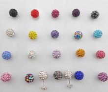 Wholesale!10mm mixed 15 random color Crystal  Beads Silver Plated   Earrings Studs Jewelry i43 2024 - buy cheap