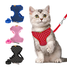Rhinestone Mesh Cat Harness And Leash Set Breathable Adjustable Pet Vest Harness For Small Dog Cat Walking Harnesses Leads 2024 - buy cheap