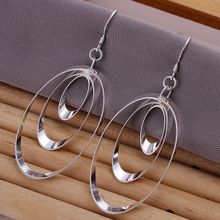 Wholesale High Quality Jewelry  Silver plated Triple Round Plate Earrings for Women best gift SMTE180 2024 - buy cheap