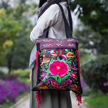 Bolsas de ombro femininas da moda! bolsas bordadas com flor quente, artesanais, bolsas étnicas com bordado de flores, bolsa de ombro com fecho 2024 - compre barato