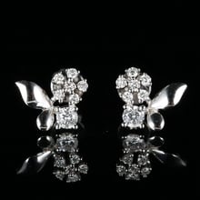 BAIHE 14k White Gold Natural Diamond Stud Earring Women Lady Fine Jewelry Butterfly Flower Earrings Oorknopjes boucles d'oreille 2024 - buy cheap