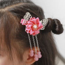 2 unids/lote de pinzas para el pelo de flores hechas a mano con borlas de Año Nuevo de estilo chino, accesorios para el cabello para niños y niñas, horquillas, pasadores 2024 - compra barato
