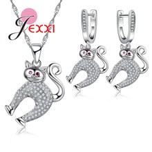 Lemur-Conjunto de joyería de moda para niña y mujer, Collar de plata de ley 925/pendientes de gota, joyería para mujer 2024 - compra barato
