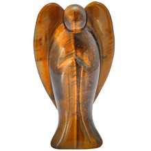 TUMBEELLUWA-estatuilla de Ángel de la guarda, estatua de bolsillo de piedra de ojo de tigre de 3 pulgadas, piedra curativa Reiki 2024 - compra barato