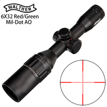 WALTHER 6x32 AO Mini Mil-Dot Double Color Illuminated Reticle Hunting Riflescope Tactical Optical Sight Rifle Scope 2024 - buy cheap