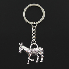 Fashion 30mm Key Ring Metal Key Chain Keychain Jewelry Antique Bronze Silver Color Plated Donkey Burro 33x30mm Pendant 2024 - buy cheap