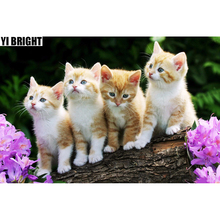 5D DIY Diamond Painting Cross Stitch Four Lovely Pussy Cats Full Round Diamond Embroidery Needlework Rhinestone Crafts GT 2024 - buy cheap