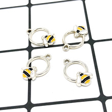 Pingente redondo adorável esmalte de abelha, pingente de liga adequado para pulseira brinco diy acessórios de joias da moda, 20 peças 2024 - compre barato