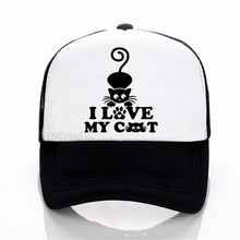 I Love My Cat print baseball cap Casual Cotton Hipster Funny hip-hop mesh cap summer trucker hat 2024 - buy cheap