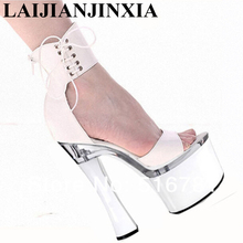 LAIJIANJINXIA New Pumps 18CM High Heel Sandals Cover Heel Shoes High-Platform Sexy Pole Dancing Shoes Fashion Women's Shoes 2024 - buy cheap