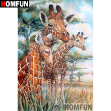 Homfun quadrado completo/broca redonda 5d diy pintura diamante "girafa animal" bordado ponto cruz 5d casa decoração presente a07671 2024 - compre barato