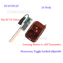 Interruptor de Control remoto DC3V 3,6 V 3,7 V 4V 4,5 V 5V Mini Micro receptor controlador remoto de retransmisión desbloqueo del bloqueo del transmisor 2A 315/433 2024 - compra barato