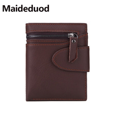 Maideduod carteira masculina de couro, carteira curta vintage multifuncional de couro de vaca, bolso para moedas, porta licença de motorista 2024 - compre barato