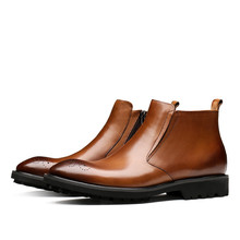 Модные черные/коричневые ботинки челси; Мужские модельные ботинки; офисная обувь из натуральной кожи; мужские ботильоны 2024 - купить недорого