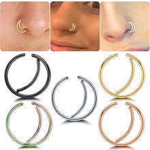 1PC Steel Moon Nose Ring Hoop Neus Piercing Indian Fake Nose Ring Septum Clip Lip Helix Ear Cartilage Hoop Piercings Jewelry 20G 2024 - buy cheap
