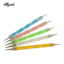 Tignish 5Pcs/Set 2-Way Nail Art UV Gel Polish Dotting Pen Marbleizing Painting Dot Design Tools Set 2024 - buy cheap