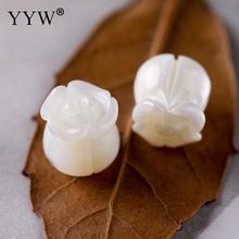 YYW 1pc natural white carved rose flower shell bead Mother of pearl 8MM Loose button beads for jewelry making handmade accessory 2024 - buy cheap