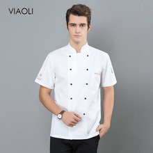 Jaqueta de chef de cozinha masculina, uniforme de chef, 4 cores, abotoaduras, serviço de alimentos, uniforme de hotel, cozinha, trabalho, restaurante 2024 - compre barato