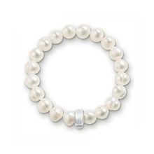Perla cultivada de agua dulce blanca clásica de 10mm hecha a mano en pulseras, dijes Diy, pulsera de cuerda elástica, joyería para mujer SBR004 2024 - compra barato
