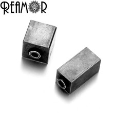 REAMOR 5pcs Black 316l Stainless Steel Logo Bead 2mm Small Hole Spacer Beads for DIY Bracelet Jewelry Making Beads wholesale 2024 - buy cheap